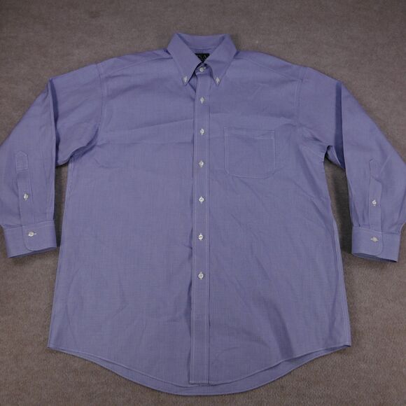 Jos A Bank Traveler Shirt Men 16 - 32 Blue  Button Down Long Sleeve - Picture 7 of 13